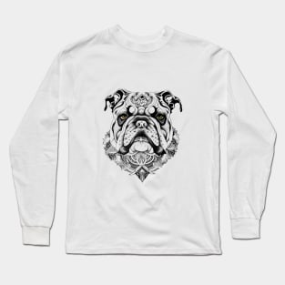 English Bulldog Pet Animal Nature Illustration Art Tattoo Long Sleeve T-Shirt